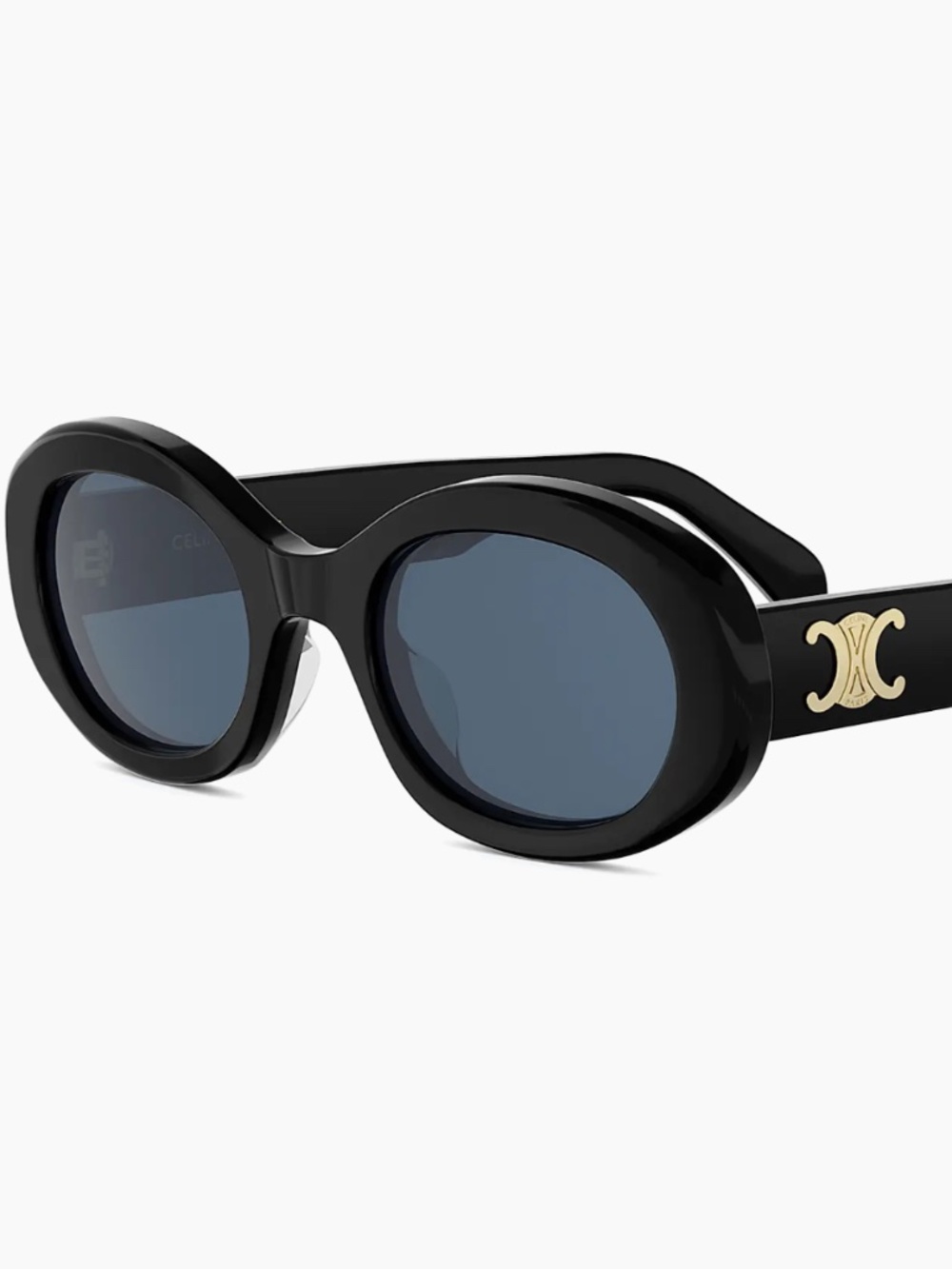 CELINE - Triomphe 52mm Oval Sunglasses - Shiny Black Blue
